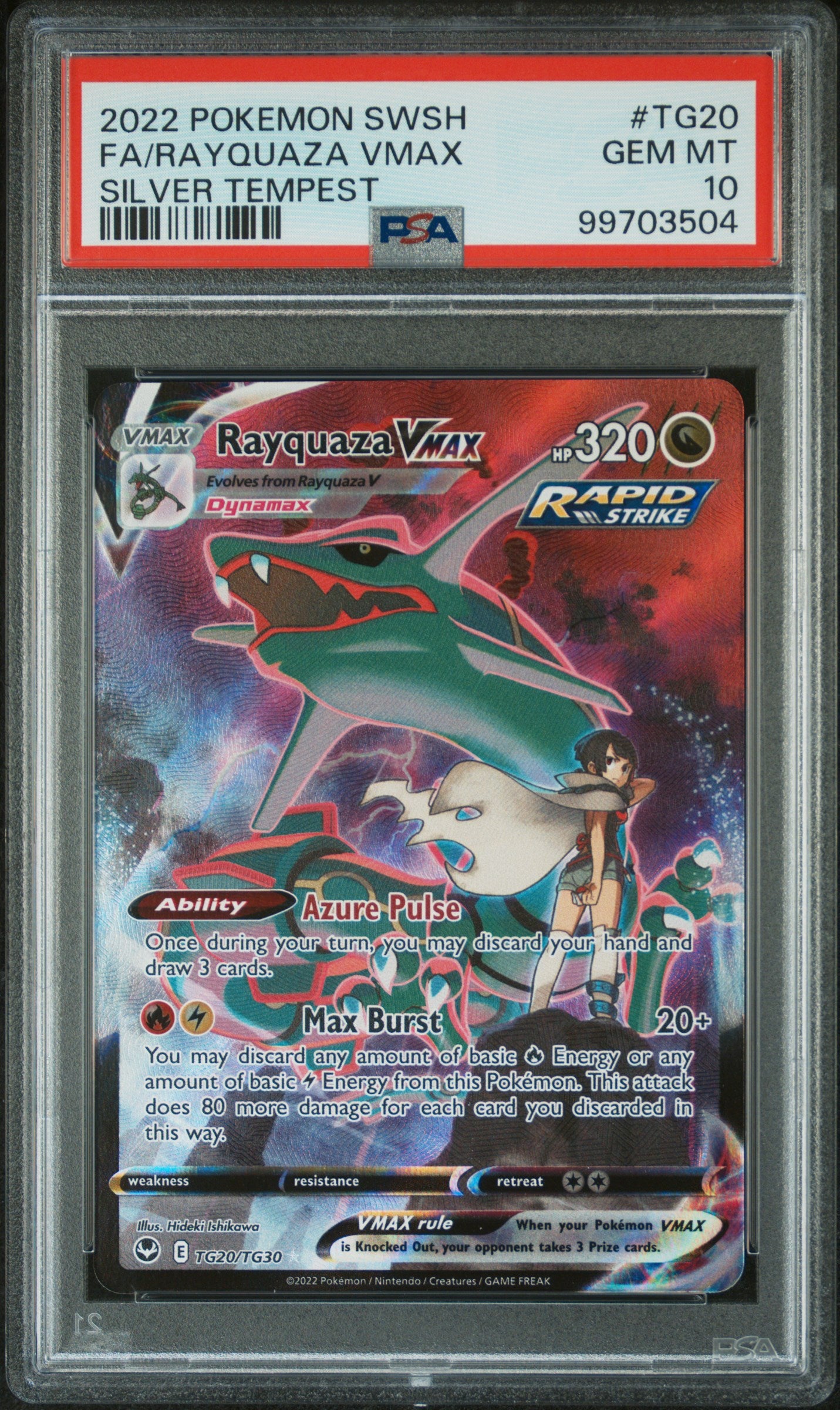 2022 Pokemon SWSH Silver Tempest #TG20 Fa/Rayquaza Vmax Silver Tempest PSA 10