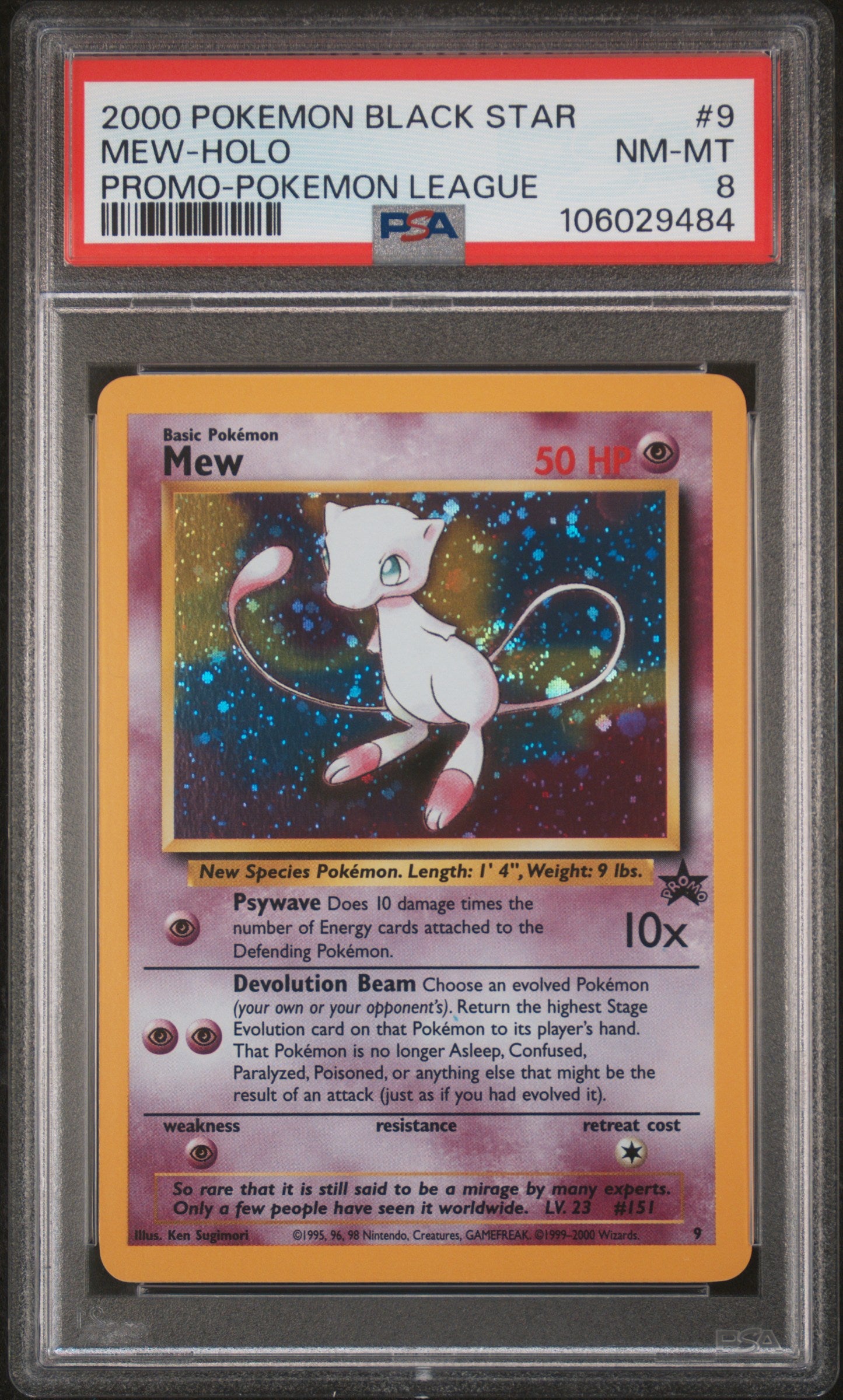 2000 Pokemon Promo Black Star #9 Mew-Holo Promo-Pokemon League PSA 8