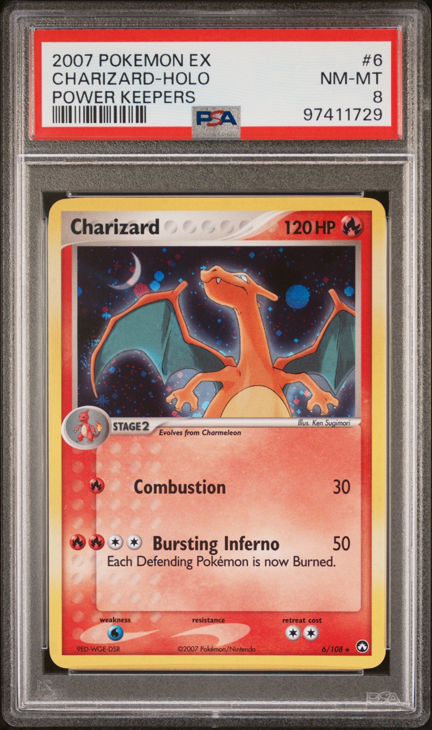 2007 Pokemon Ex Power Keepers #6 Charizard-Holo Power Keepers PSA 8