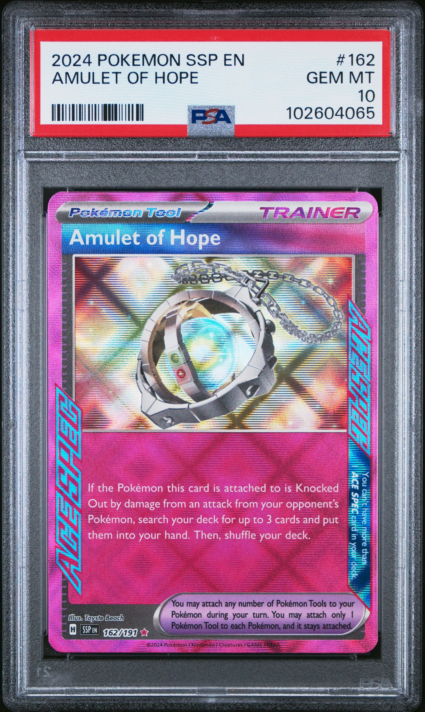 2024 Pokemon Ssp En-Surging Sparks #162 Amulet Of Hope PSA 10