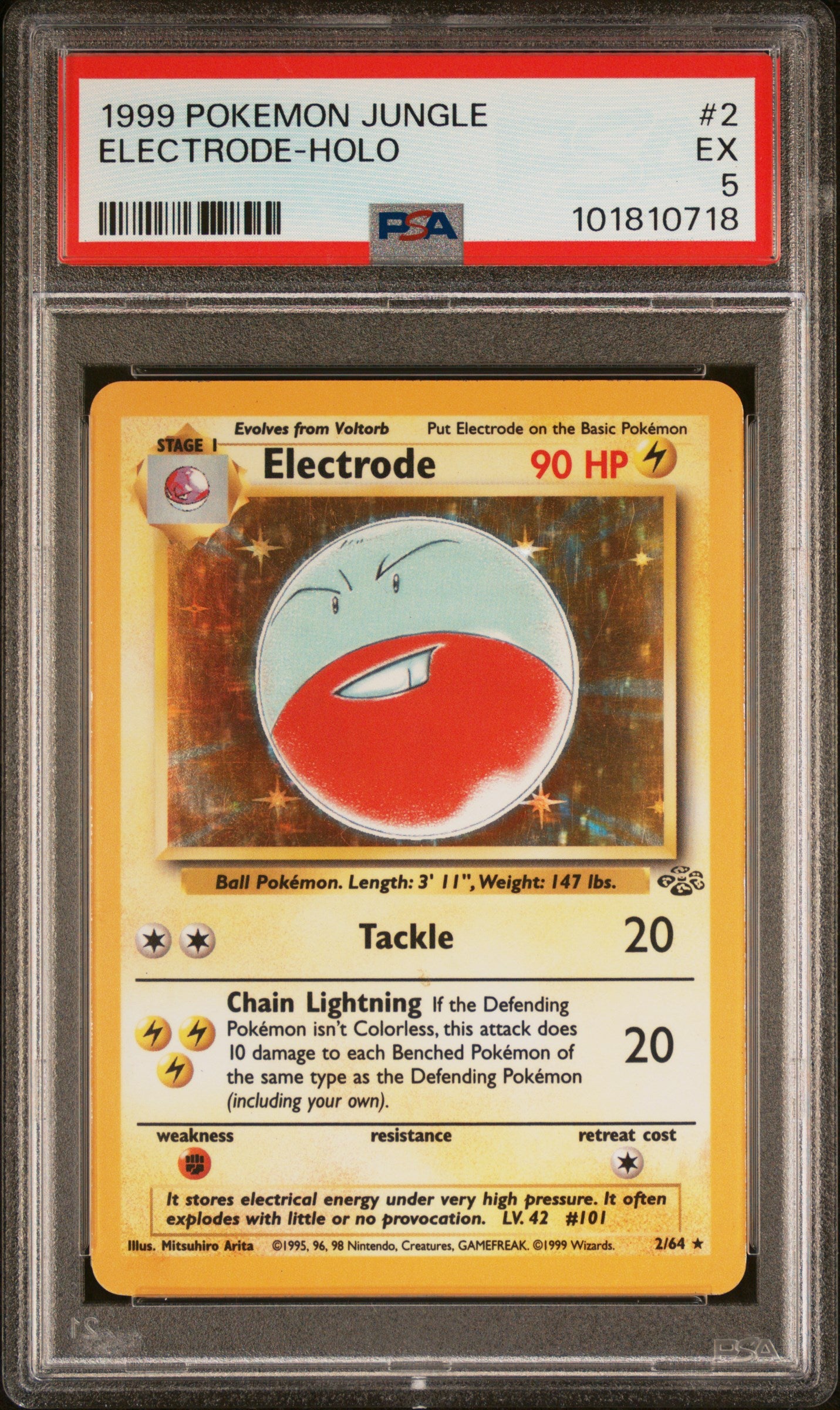 1999 Pokemon Jungle #2 Electrode-Holo PSA 5