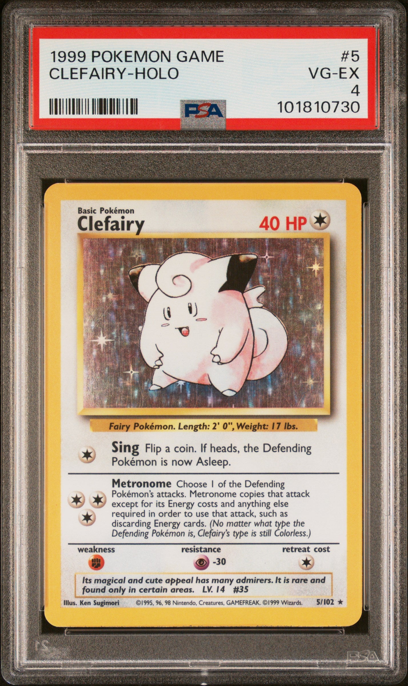 1999 Pokemon Game #5 Clefairy-Holo PSA 4
