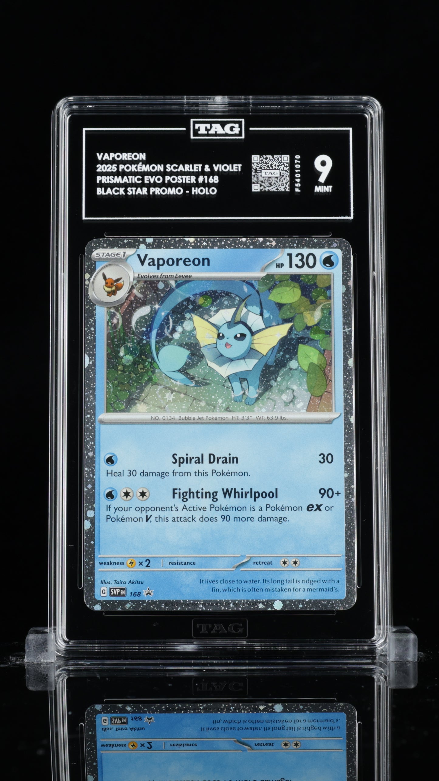 TAG 9 Vaporeon #168 2025 Prismatic Evolutions Poster Collection PSA 9