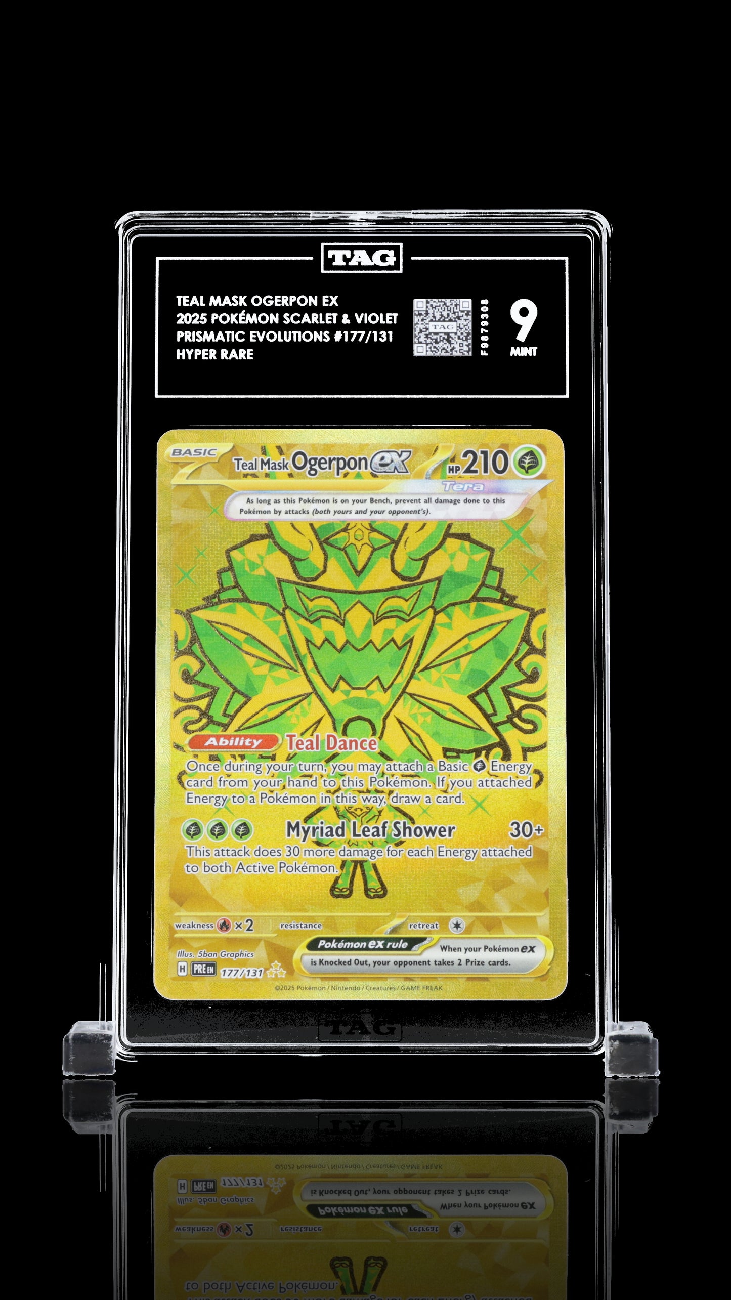 TAG 9 Teal Mask Ogerpon ex #177/131 2025 Prismatic Evolutions PSA 9