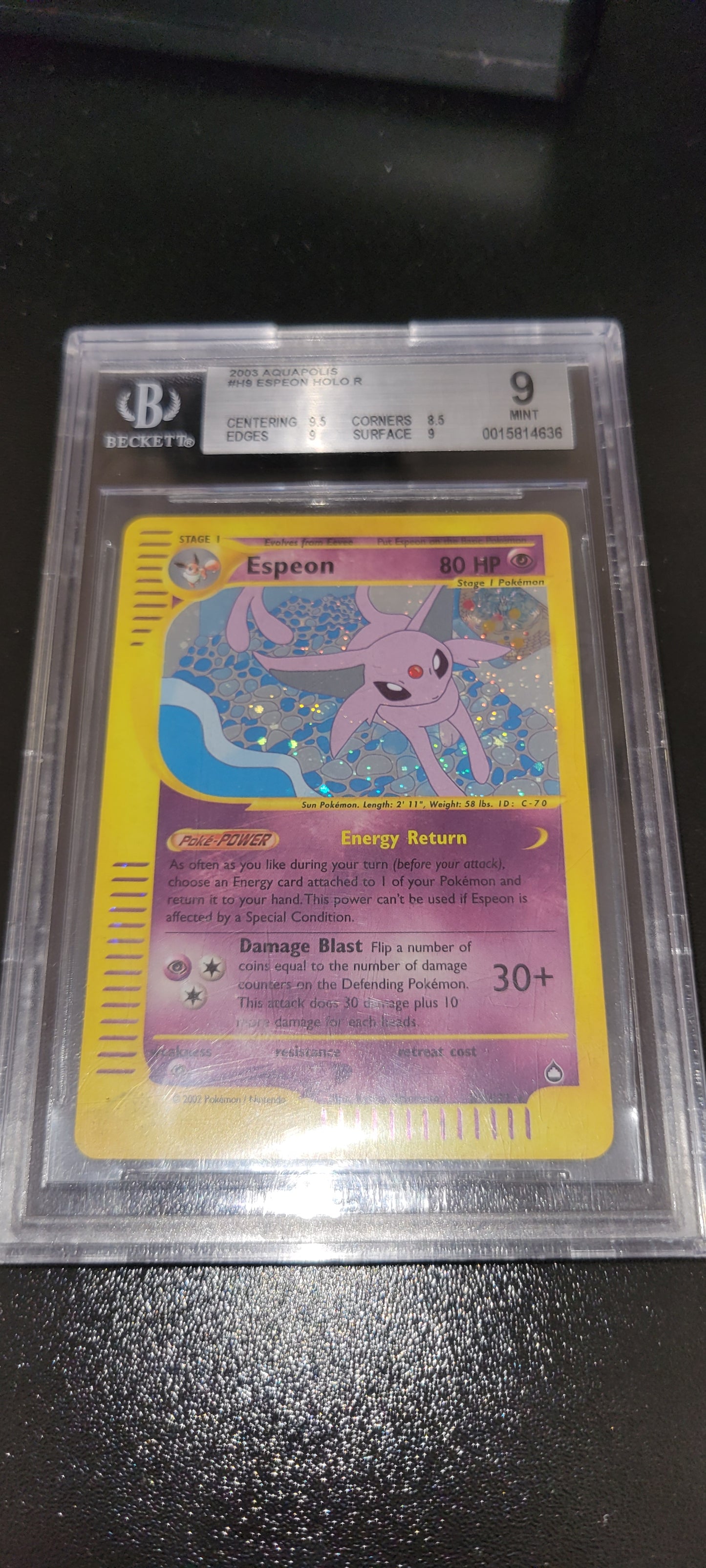 Pokemon Espeon Aquapolis Holo Rare #H9 BGS 9 Mint