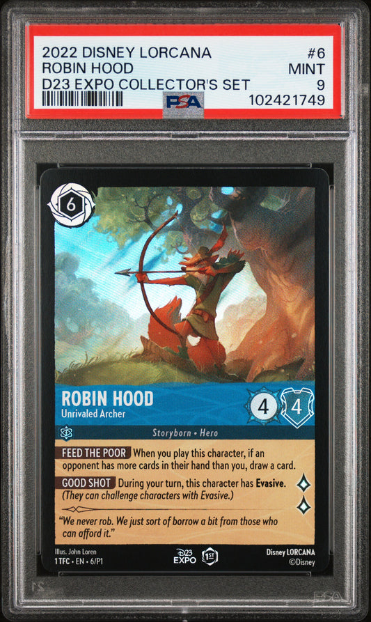 2022 Disney Lorcana Promo #6 Robin Hood D23 Expo Collector'S Set PSA 9