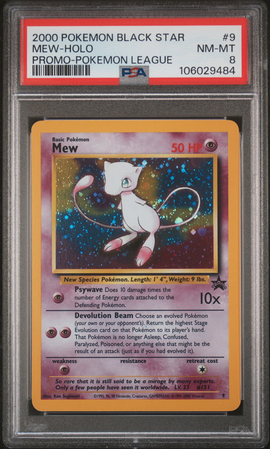 2000 Pokemon Promo Black Star #9 Mew-Holo Promo-Pokemon League PSA 8