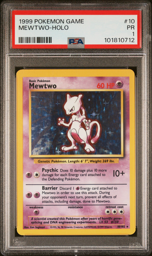 1999 Pokemon Game #10 Mewtwo-Holo PSA 1
