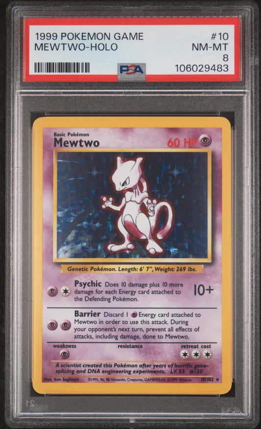 1999 Pokemon Game #10 Mewtwo-Holo PSA 8
