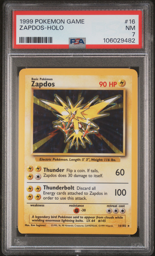 1999 Pokemon Game #16 Zapdos-Holo PSA 7