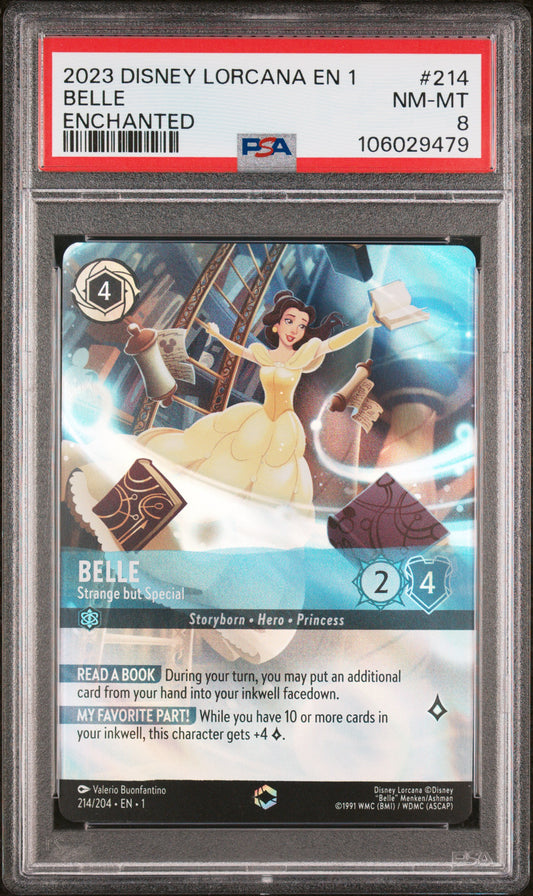 2023 Disney Lorcana En 1-The First Chapter #214 Belle Enchanted PSA 8