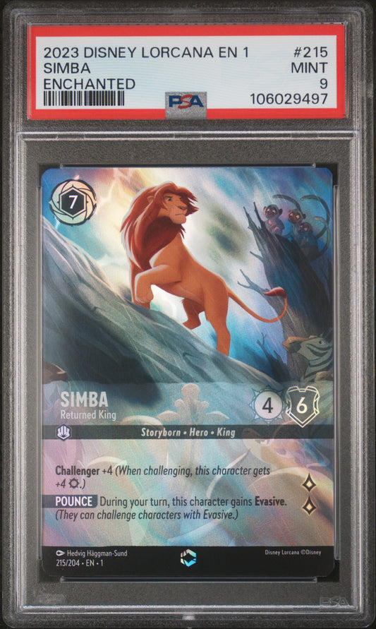 2023 Disney Lorcana En 1-The First Chapter #215 Simba Enchanted PSA 9