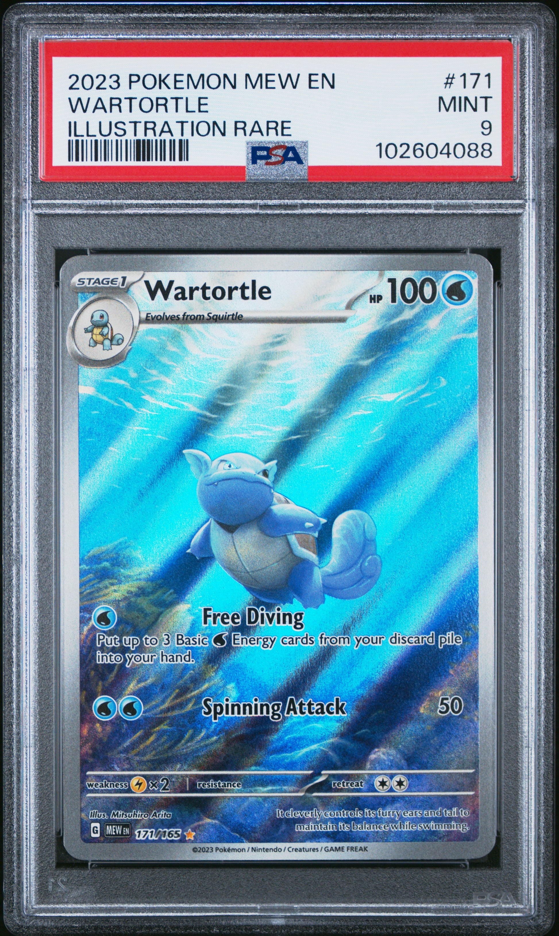 2023 Pokemon Mew En-151 #171 Wartortle Illustration Rare PSA 9