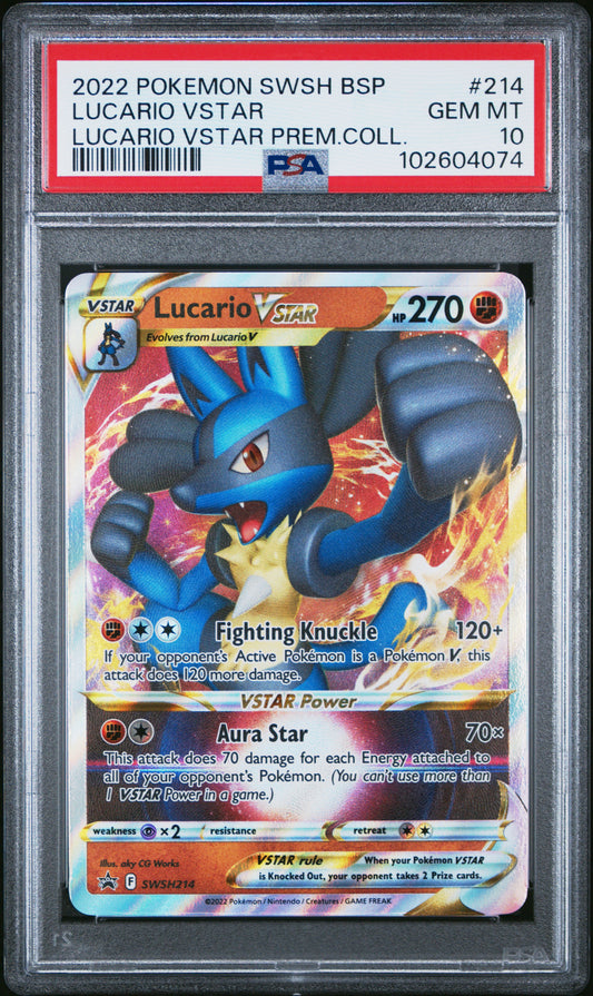 2022 Pokemon Swsh Black Star Promo #214 Lucario Vstar PSA 10