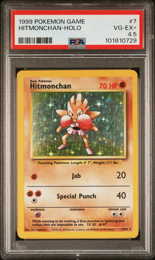1999 Pokemon Game #7 Hitmonchan-Holo PSA 4.5