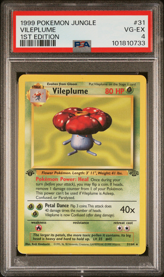 1999 Pokemon Jungle #31 Vileplume 1st Edition PSA 4