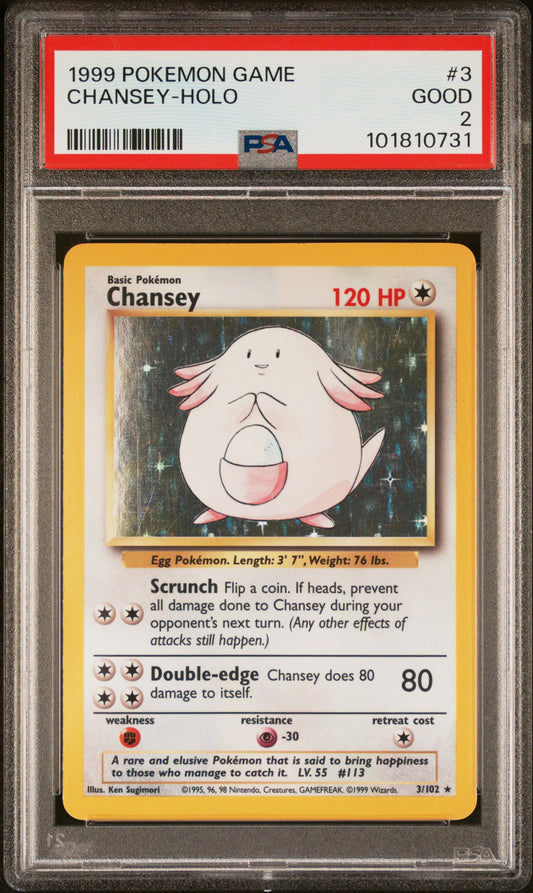 1999 Pokemon Game #3 Chansey-Holo PSA 2