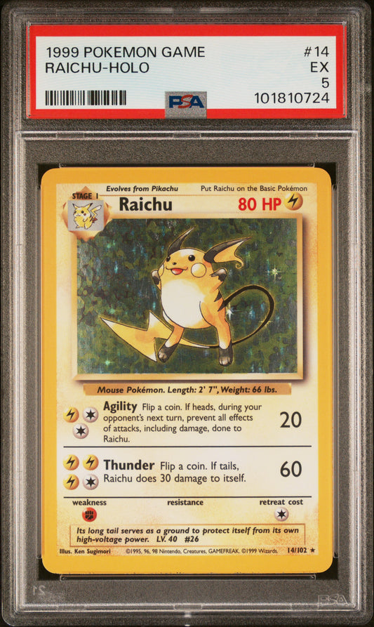 1999 Pokemon Game #14 Raichu-Holo PSA 5