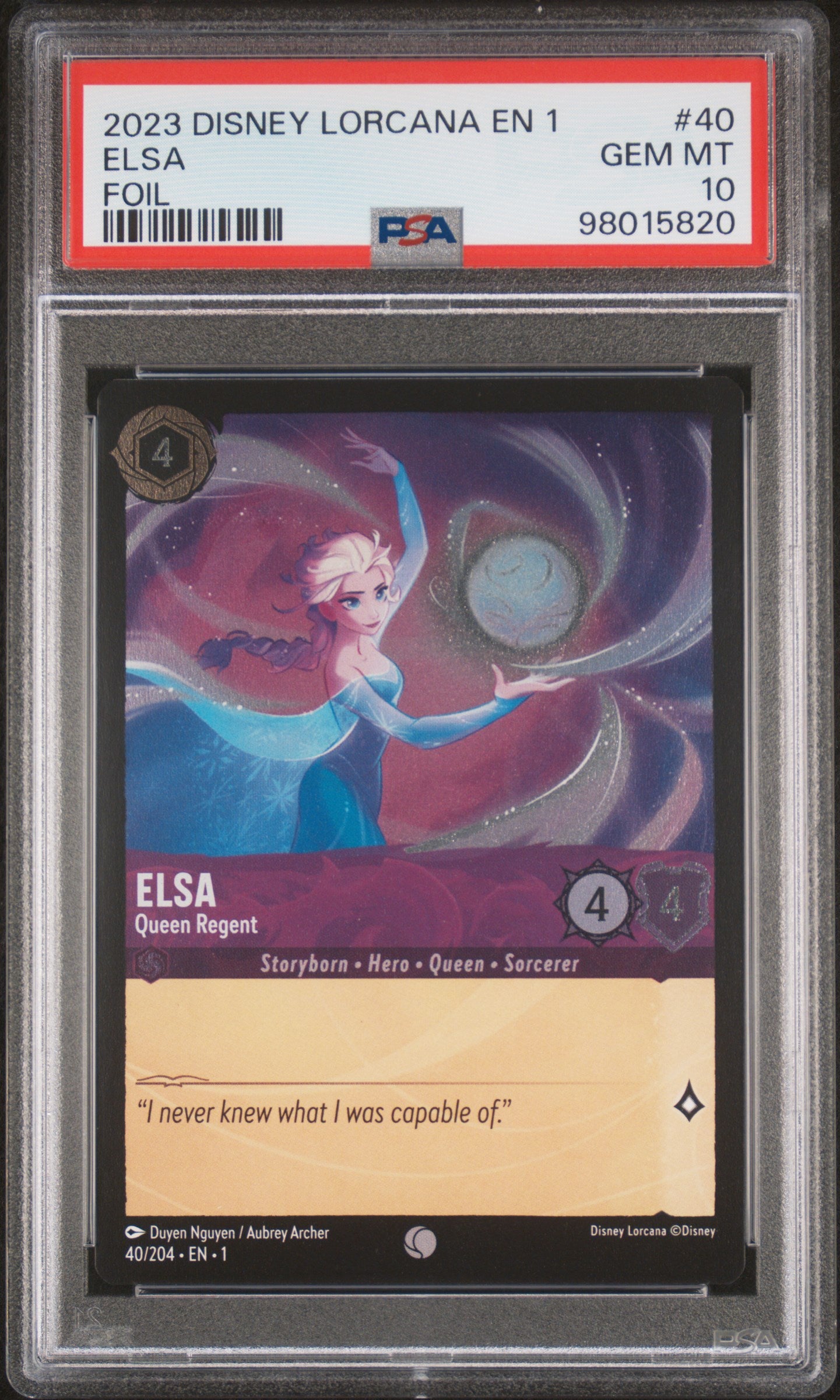 2023 Disney Lorcana En 1-The First Chapter Elsa #40 Foil PSA 10