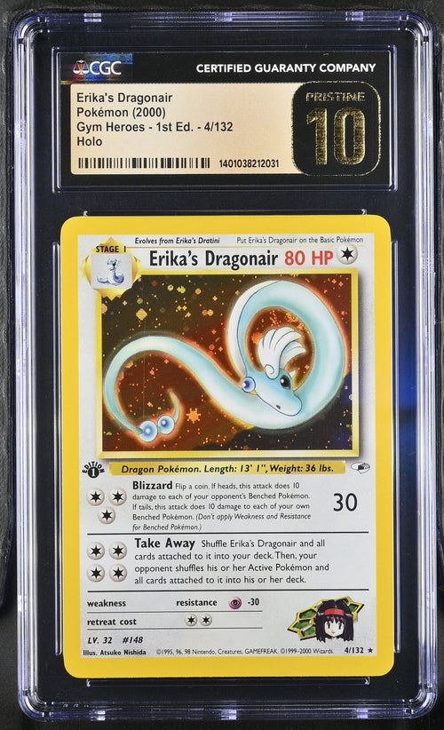 CGC Unavailable 2000 Pokémon Gym Heroes - 1st Ed. 4/132 Erika's Dragonair - Pristine 10