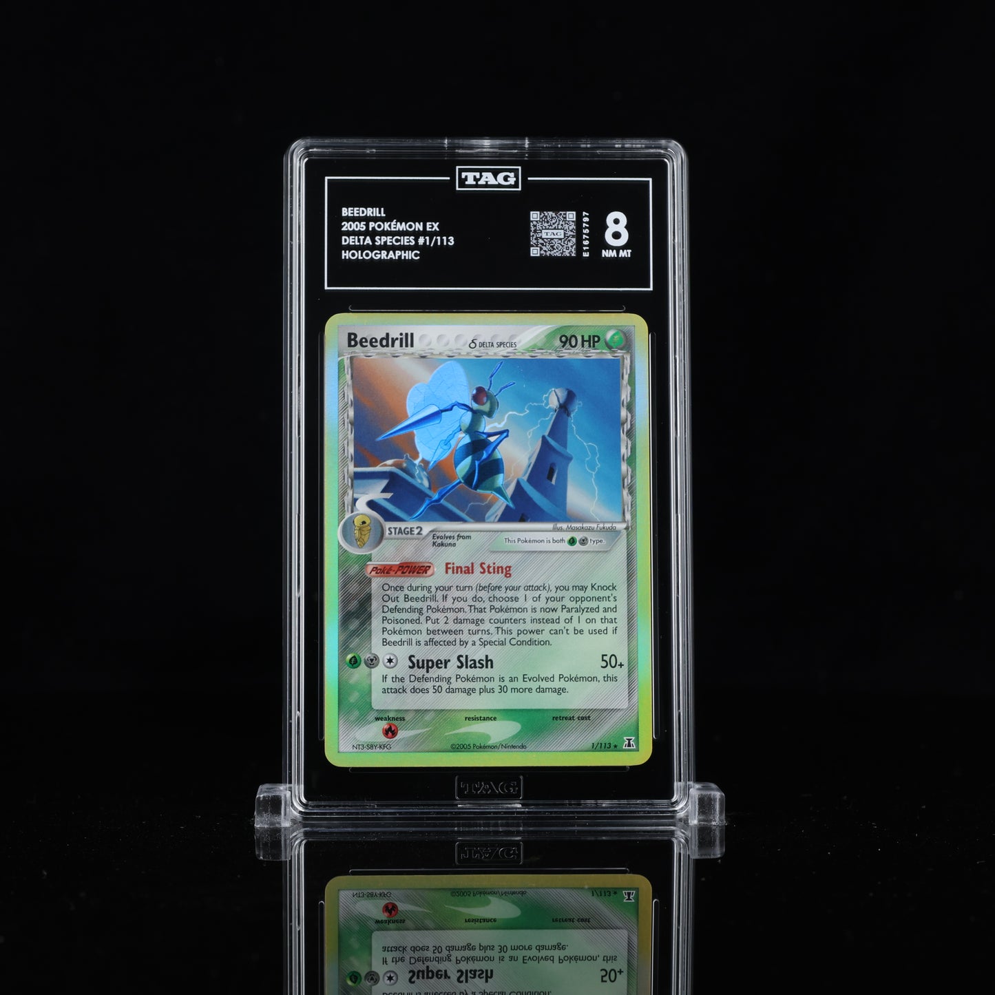 TAG 8 2005 POKÉMON EX #1/113 DELTA SPECIES BEEDRILL - PSA