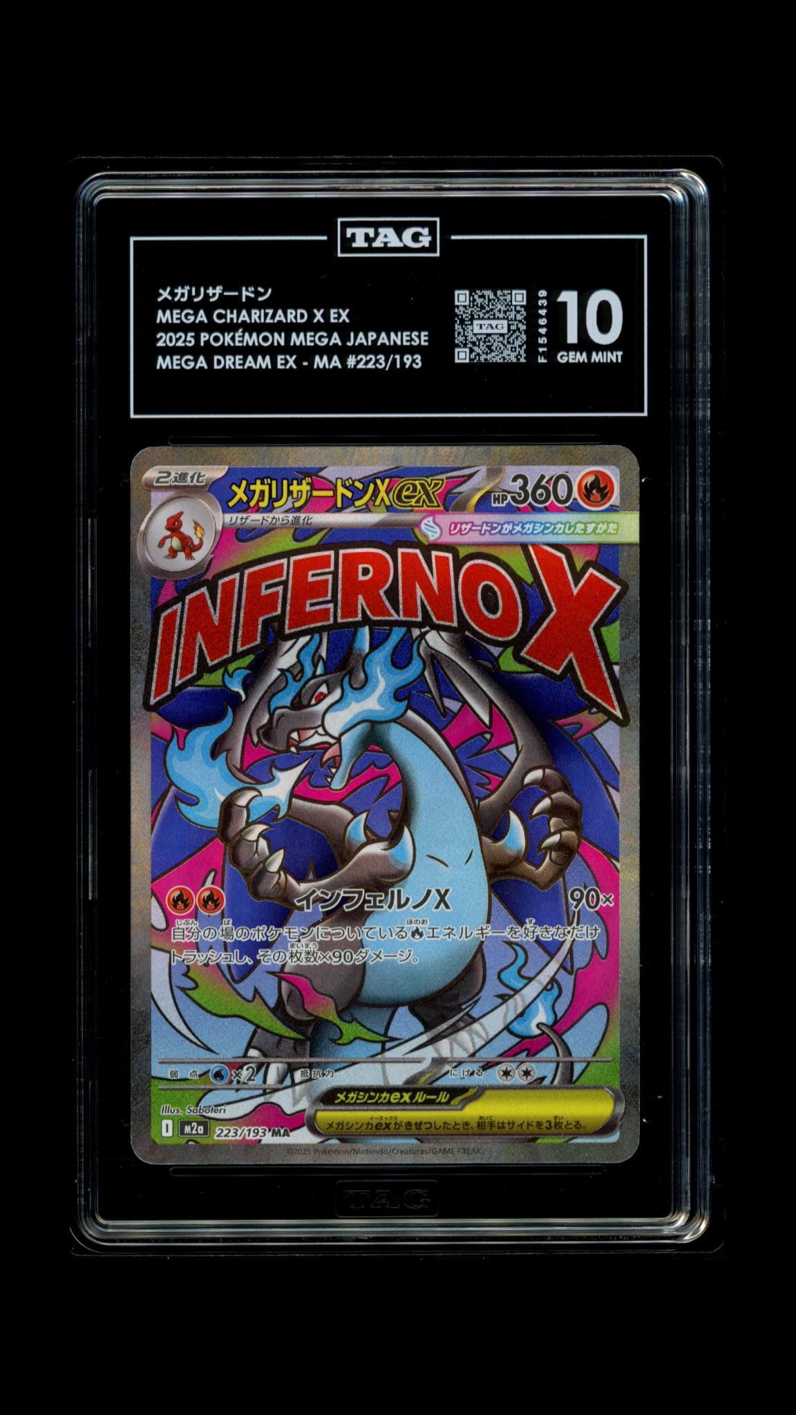 TAG 2025 Mega Dream ex Charizard X #223/193 - 10 PSA