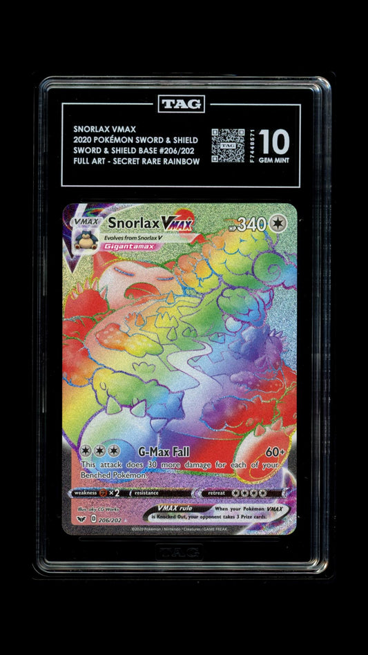 TAG 2020 Sword & Shield Snorlax VMAX #206/202 - 10 PSA
