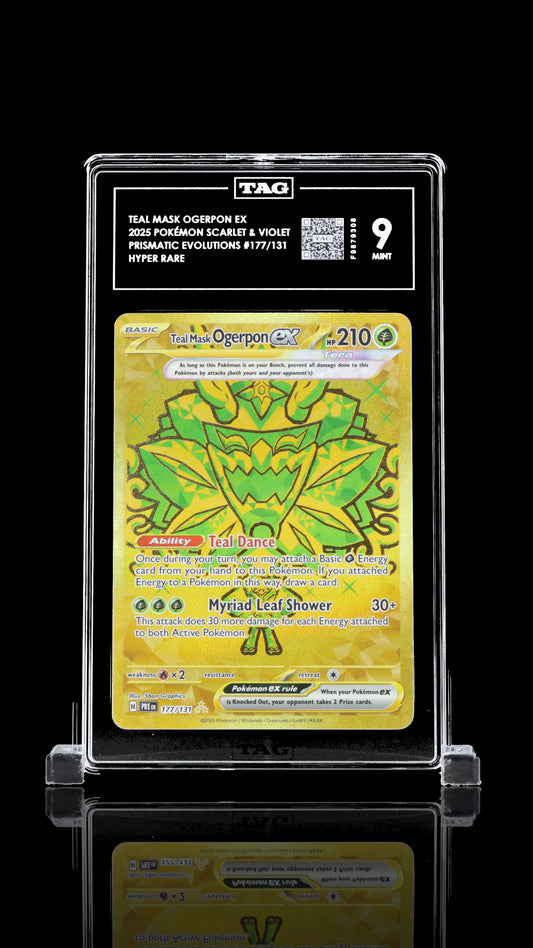 TAG 9 Teal Mask Ogerpon ex #177/131 2025 Prismatic Evolutions PSA 9