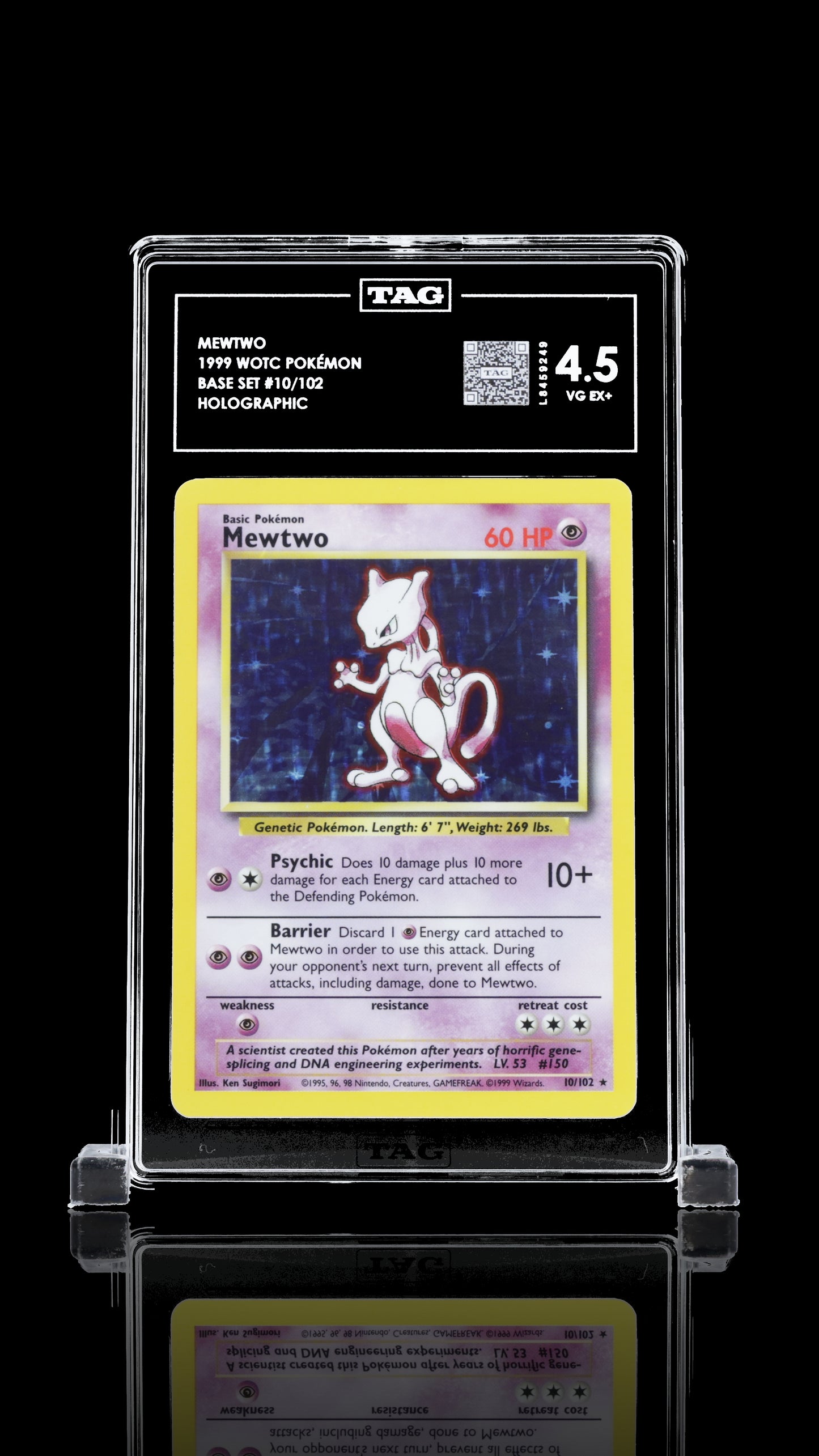 TAG 4 Mewtwo #10/102 1999 Base Set PSA 4