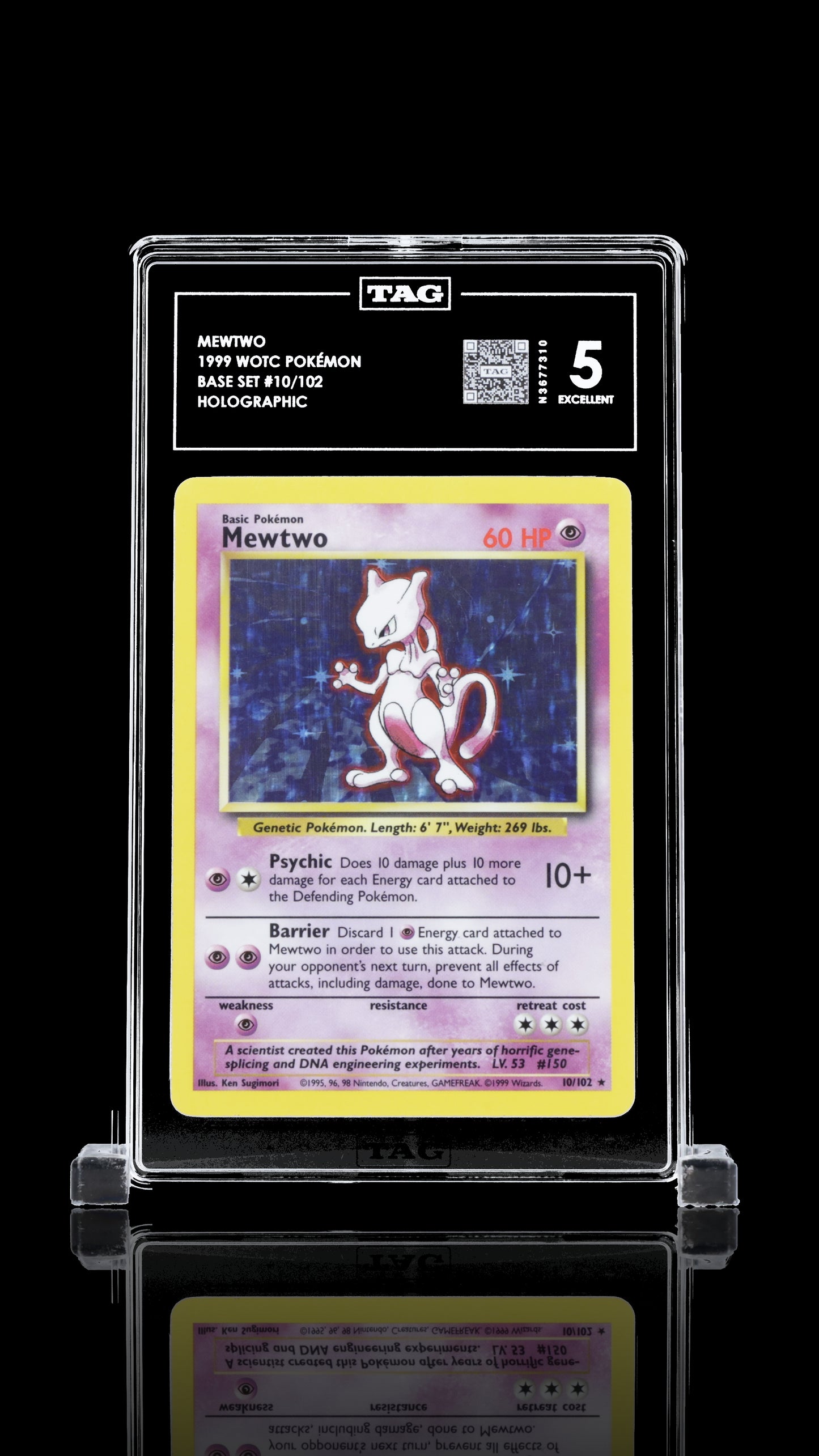 TAG 5 Mewtwo #10/102 1999 Base Set PSA 5