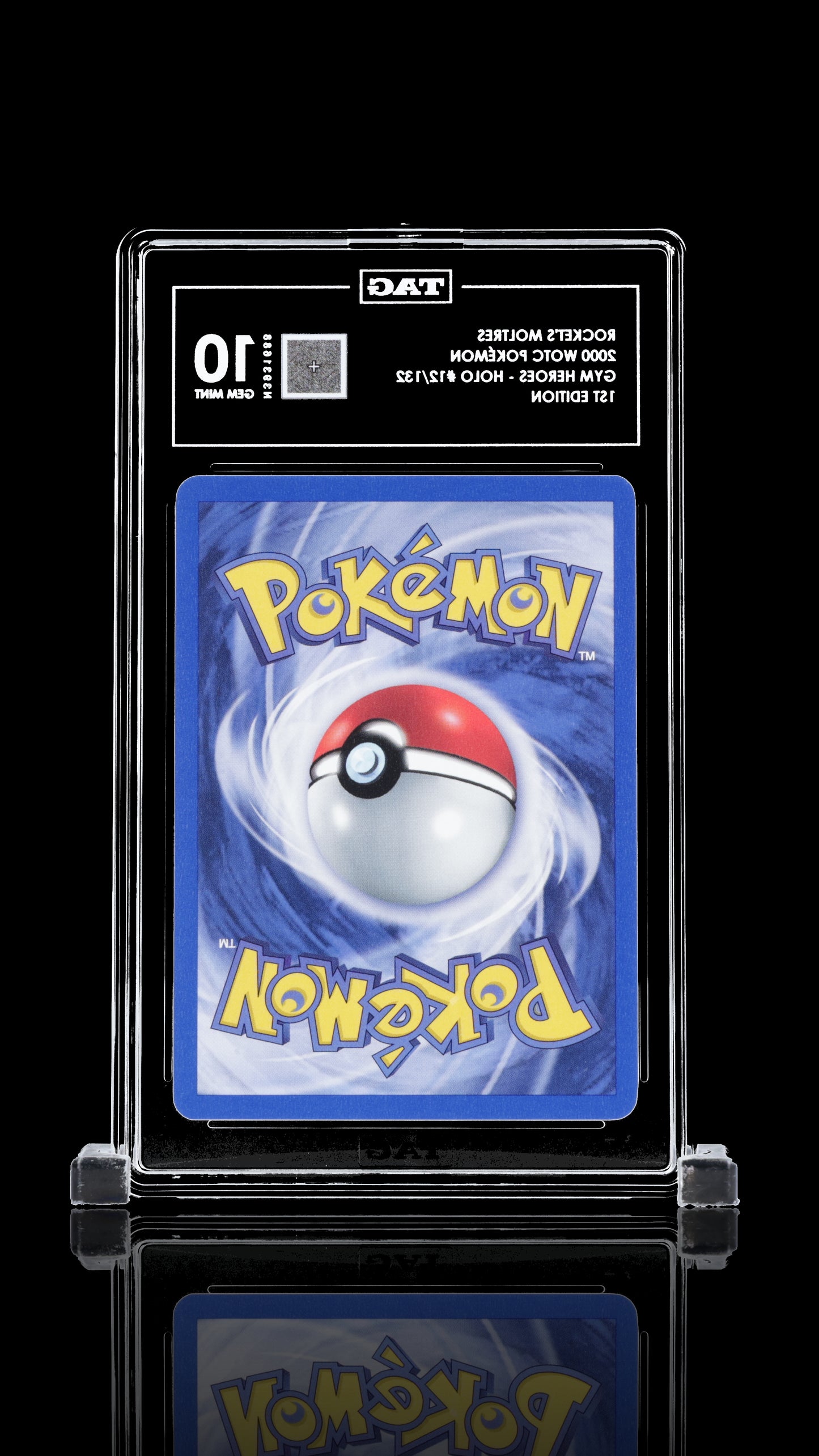 *POP 1* TAG 10 Rocket's Moltres #12/132 2000 Gym Heroes - 1st Edition PSA 10