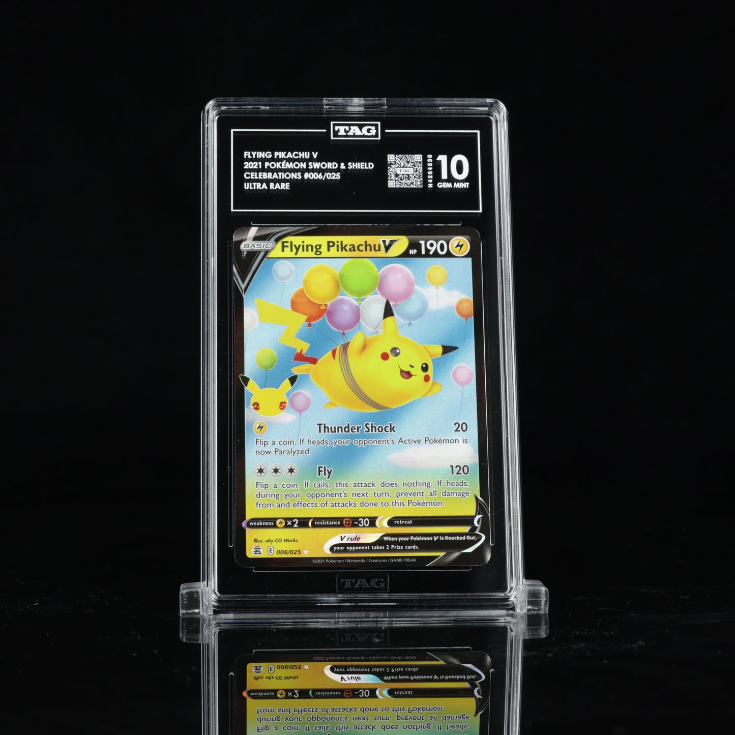 TAG 10 2021 POKÉMON SWORD & SHIELD #006/025 CELEBRATIONS FLYING PIKACHU V PSA