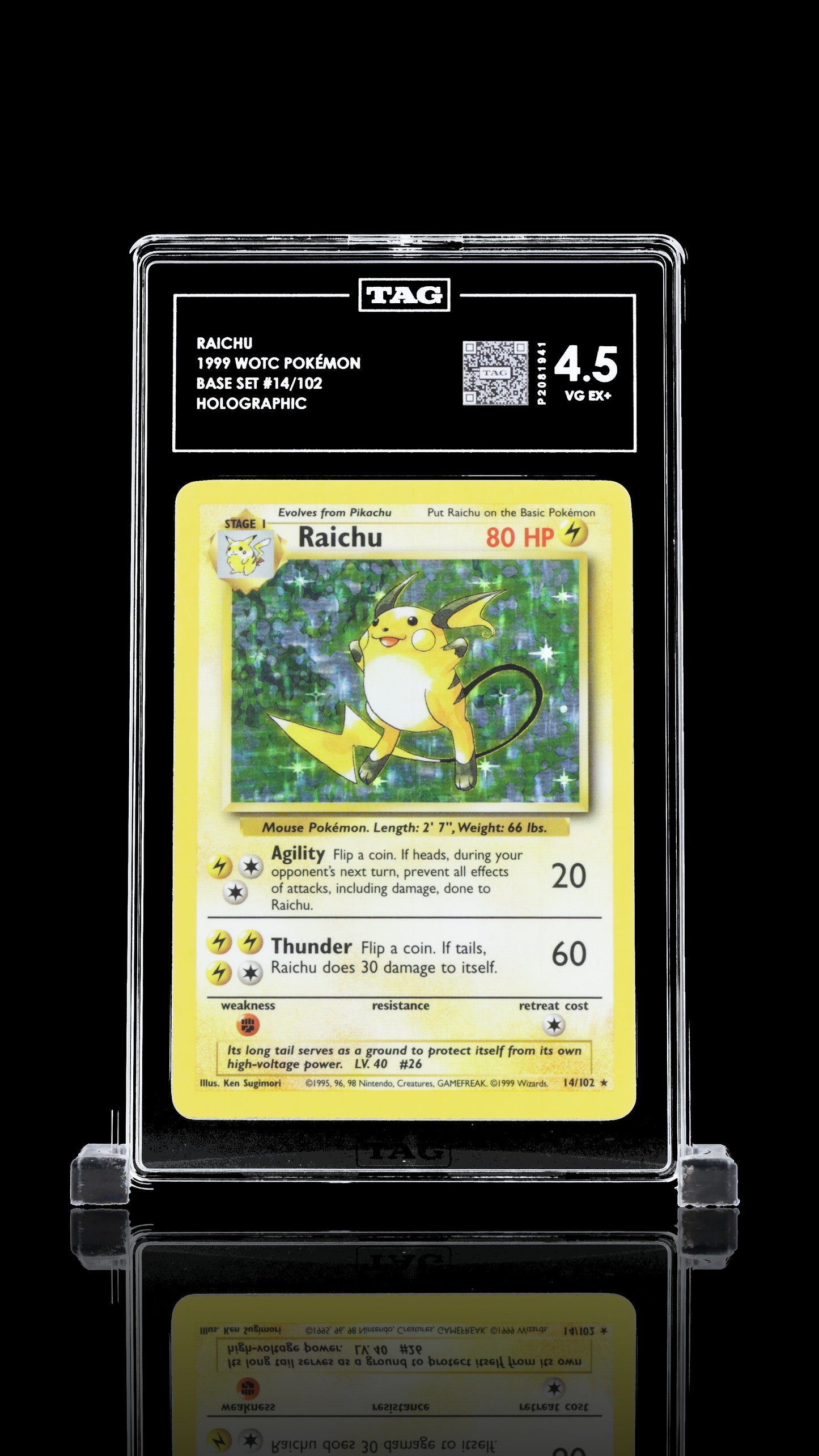 TAG 4 Raichu #14/102 1999 Base Set PSA 4