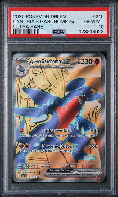 PSA 10 2025 POKEMON DRI EN-DESTINED RIVALS #215 CYNTHIA'S GARCHOMP ex ULTRA RARE
