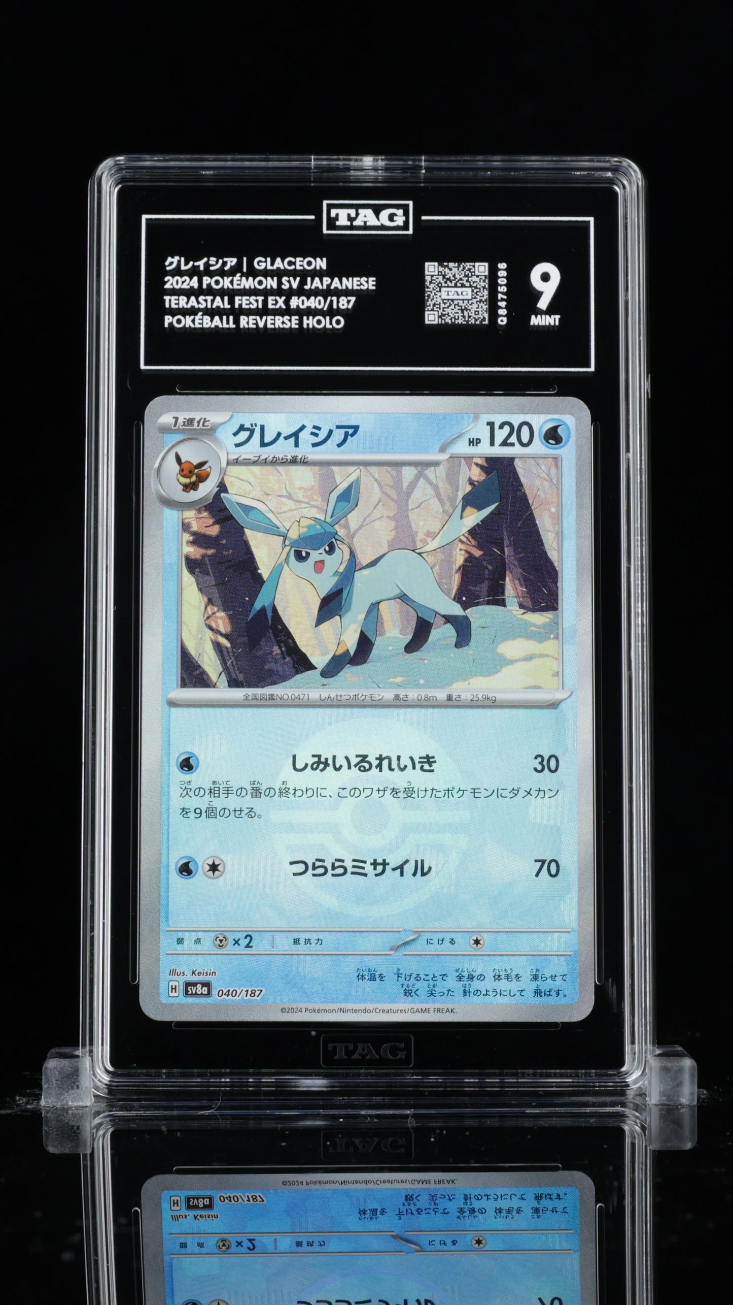 TAG 9 Glaceon Poke Ball #040/187 2024 Terastal Fest ex PSA 9