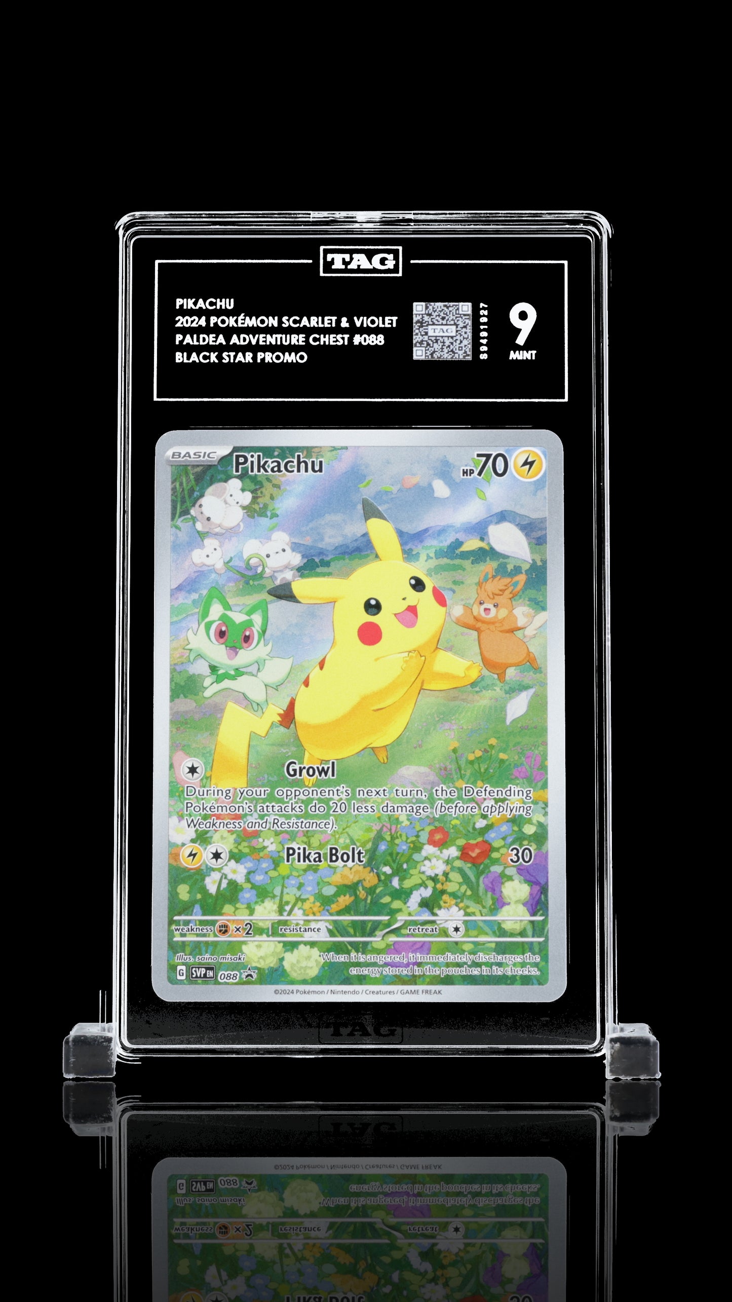 TAG 9 Pikachu #088 2024 Paldea Adventure Chest PSA 9