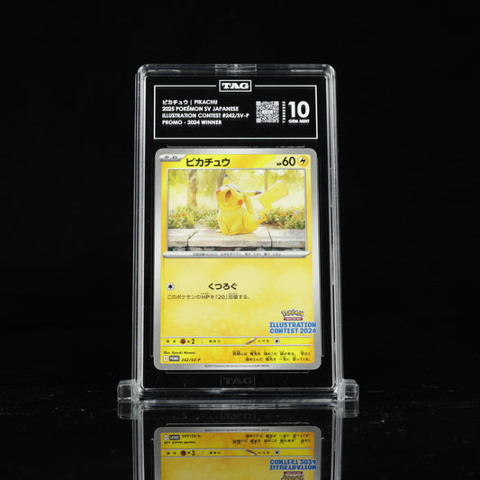 TAG 10 2025 POKÉMON SCARLET & VIOLET PROMOS JAPANESE #242/SV-P ILLUSTRATION CONTEST 2024 WINNER PIKACHU PSA