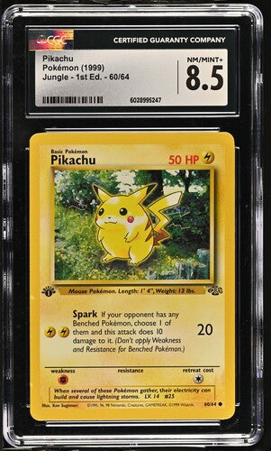 CGC 8.5 1999 Pokémon Jungle - 1st Ed. 60/64 Pikachu -