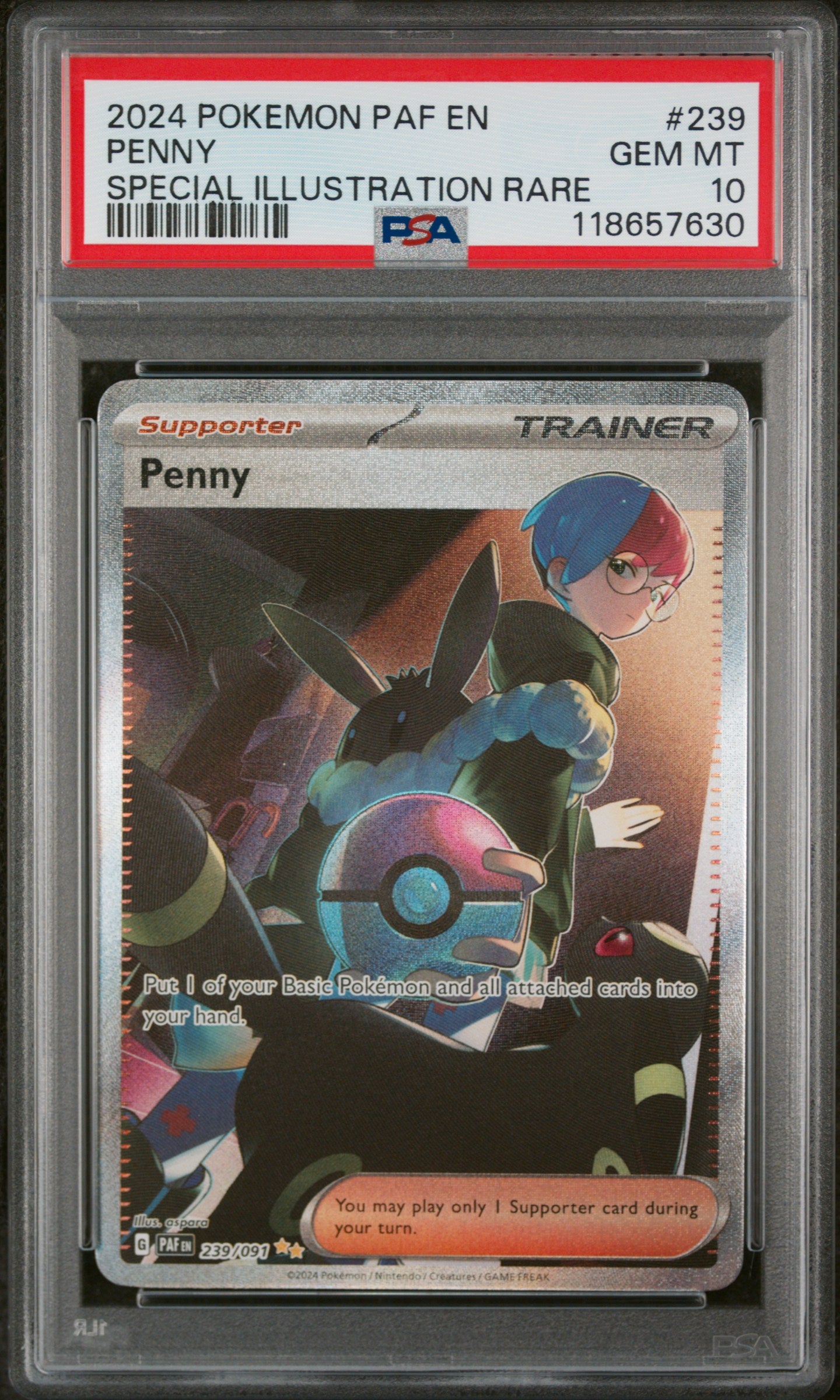 PSA 10 2024 POKEMON PAF EN-PALDEAN FATES #239 PENNY SPECIAL ILLUSTRATION RARE