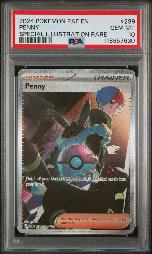 PSA 10 2024 POKEMON PAF EN-PALDEAN FATES #239 PENNY SPECIAL ILLUSTRATION RARE