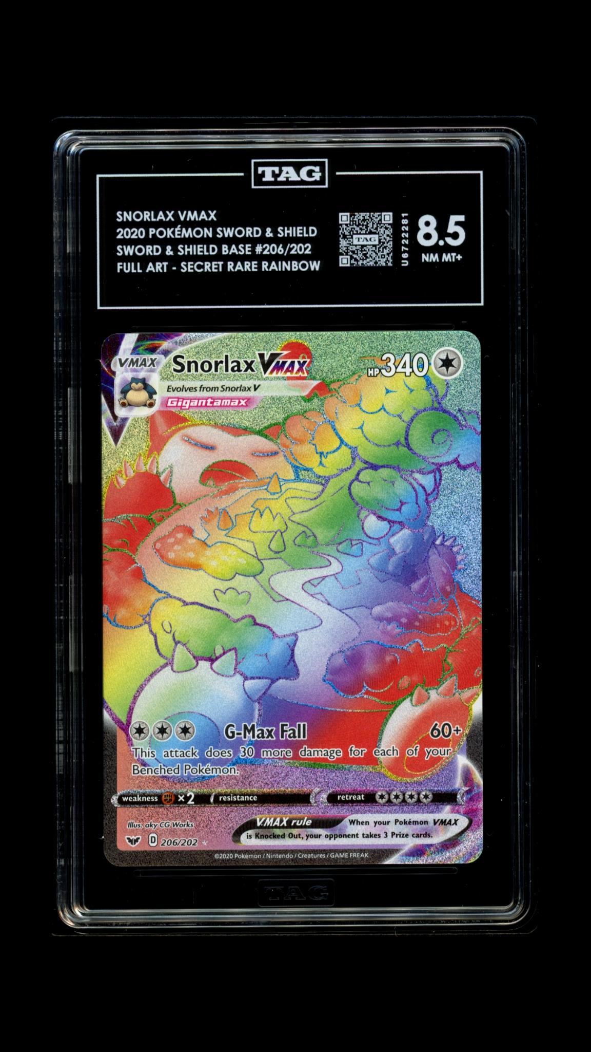 TAG 2020 Sword & Shield Snorlax VMAX #206/202 - 8.5 NM MT+ PSA