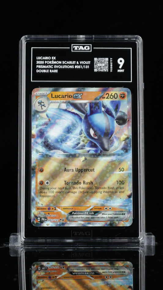 TAG 9 Lucario ex #051/131 2025 Prismatic Evolutions PSA 9