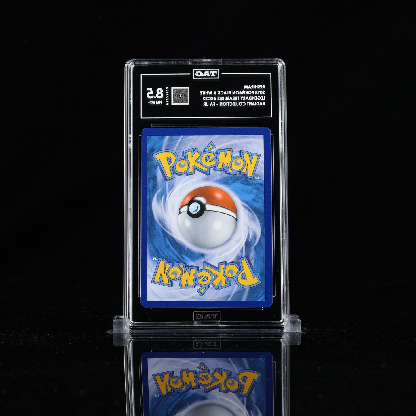 TAG 8.5 2013 POKEMON B&W LEGEND TREASURES RADIANT COLLECTION FULL ART/RESHIRAM PSA