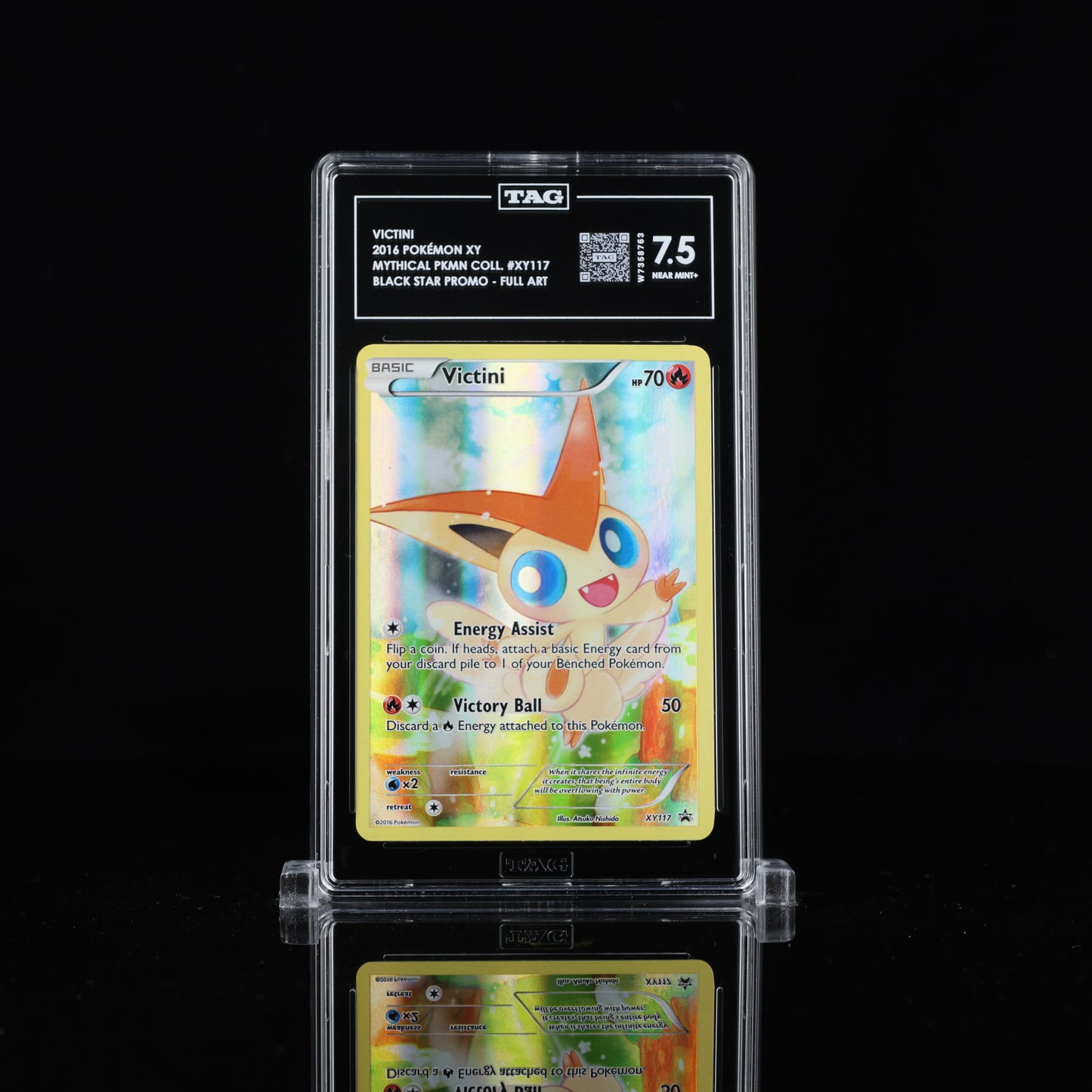 TAG 7.5 2016 POKÉMON XY BLACK STAR PROMOS #XY117 MYTHICAL COLLECTION VICTINI - PSA