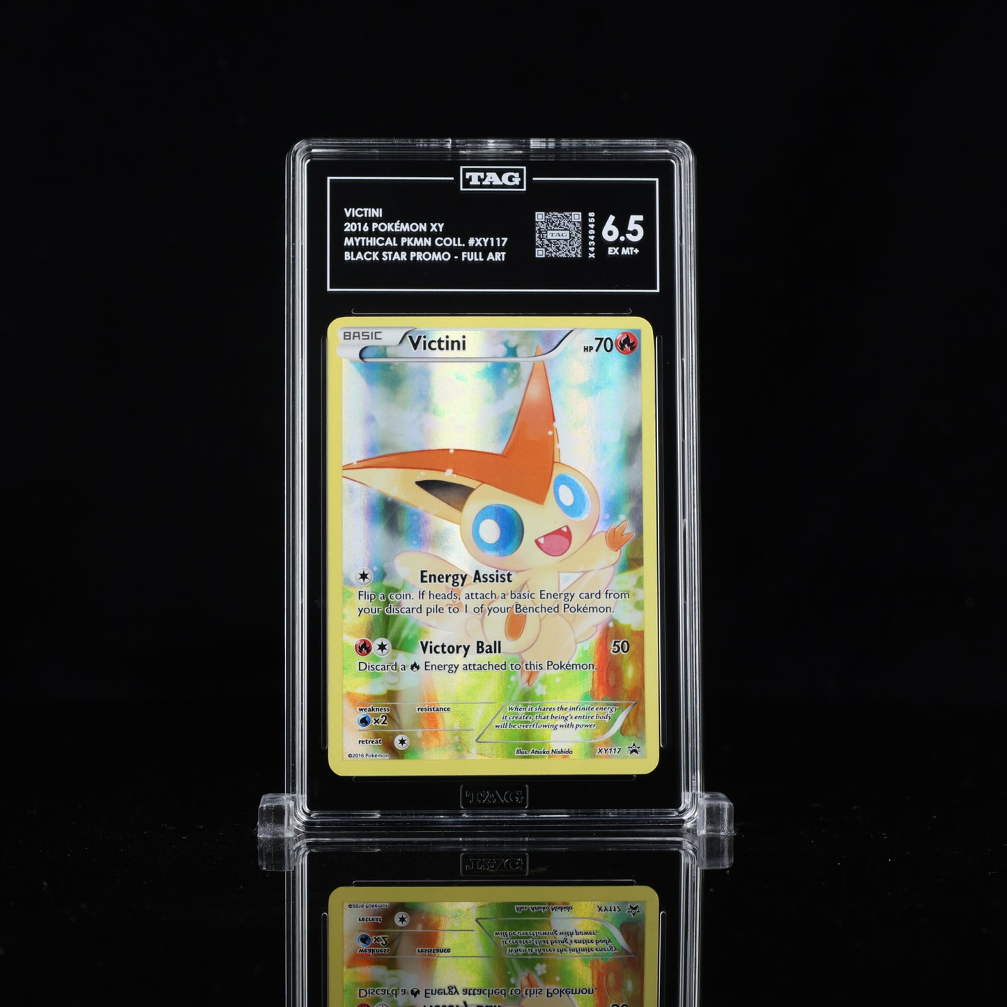TAG 6.5 2016 POKÉMON XY BLACK STAR PROMOS #XY117 MYTHICAL COLLECTION VICTINI - PSA