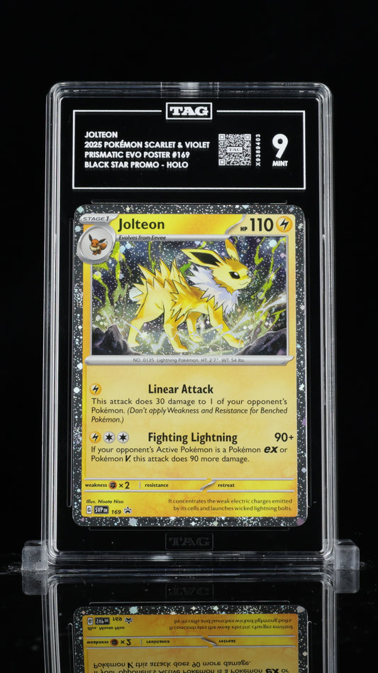 TAG 9 Jolteon #169 2025 Prismatic Evolutions Poster Collection PSA 9