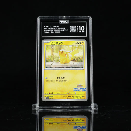 TAG 10 2025 POKÉMON SCARLET & VIOLET PROMOS JAPANESE #242/SV-P ILLUSTRATION CONTEST 2024 WINNER PIKACHU PSA