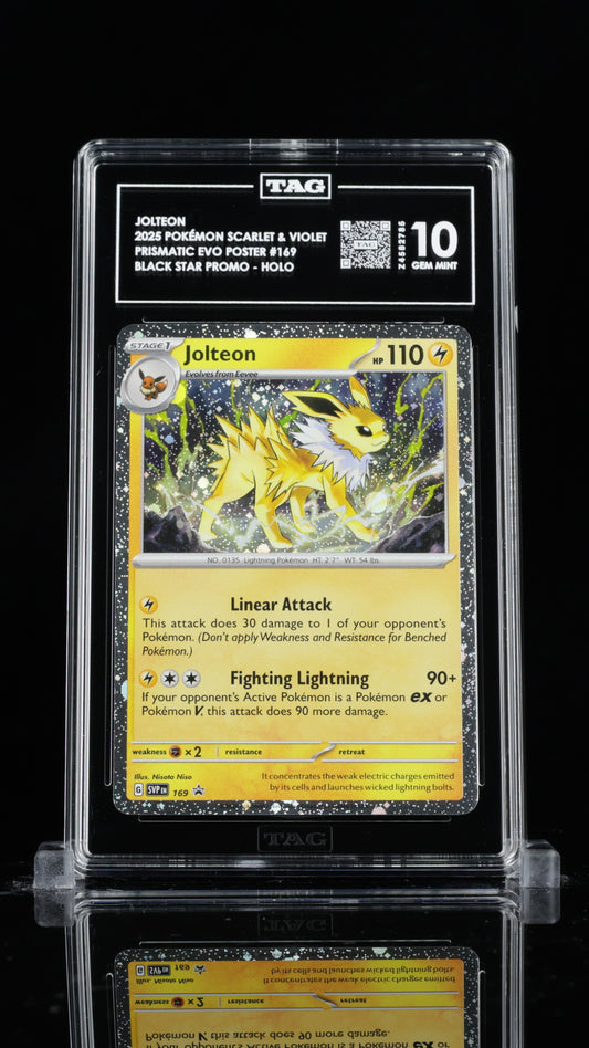 TAG 10 Jolteon #169 2025 Prismatic Evolutions Poster Collection PSA 10