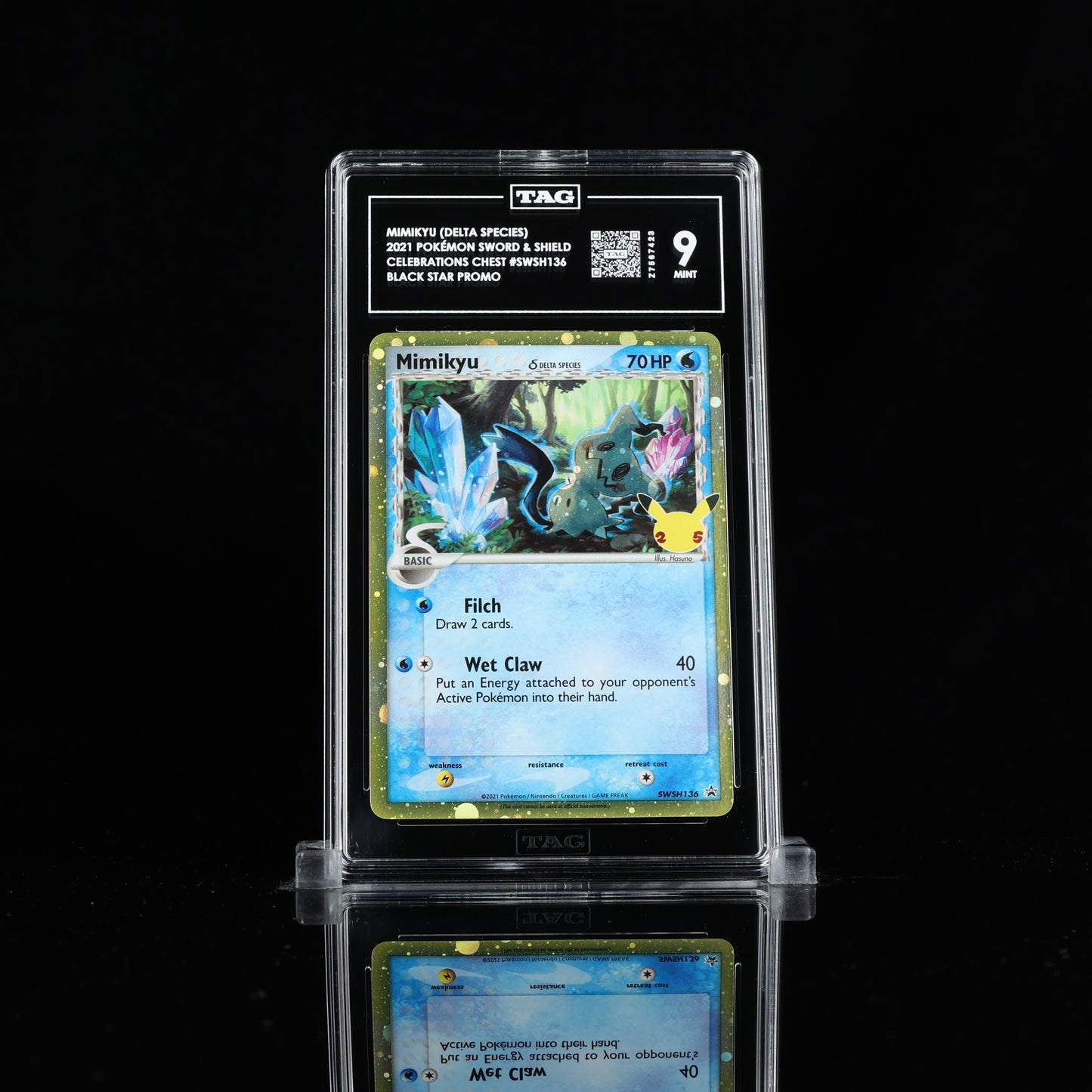 TAG 9 2021 POKÉMON SWORD & SHIELD BLACK STAR PROMOS #SWSH136 CELEBRATIONS COLLECTOR CHEST MIMIKYU PSA
