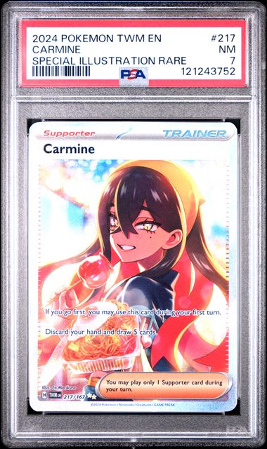 PSA 7 2024 POKEMON TWM EN-TWILIGHT MASQUERADE #21 CARMINE SPECIAL ILLUSTRATION RARE -
